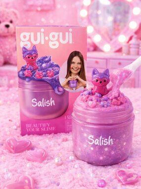 Gui‑Gui by Salish Clear Slime – Cat Charm – Beautify Your Slime – New
